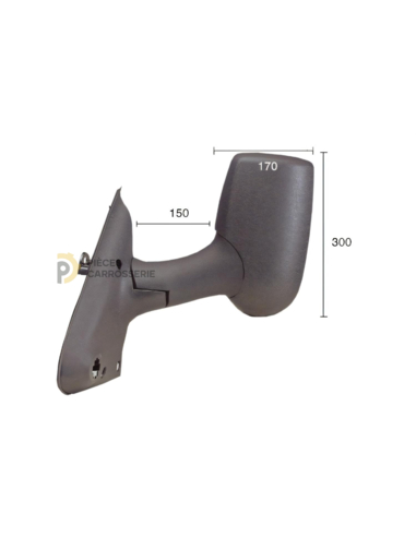 Rétroviseur gauche manuel FORD TRANSIT – Coque noire, bras long