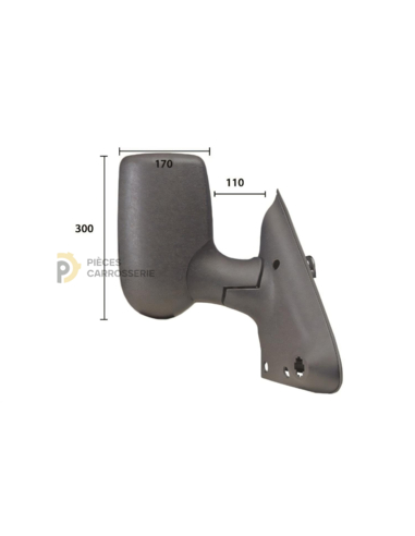 Rétroviseur droit manuel FORD TRANSIT - Coque noire, bras court