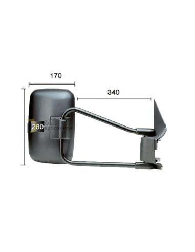 Rétroviseur droit manuel MERCEDES SPRINTER, coque noire, réglable