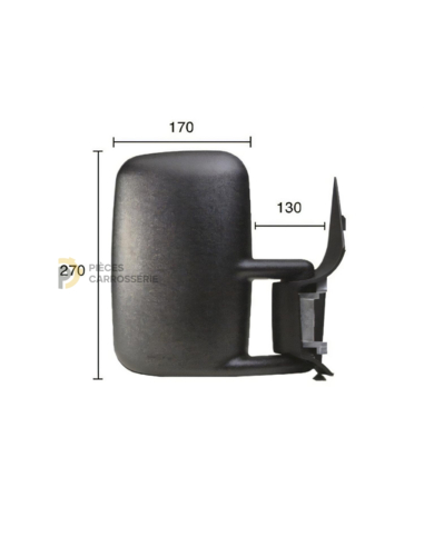 Rétroviseur droit manuel MERCEDES SPRINTER - Coque noire, convexe