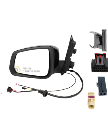 Rétroviseur gauche électrique rabattable VW Caddy noir brillant