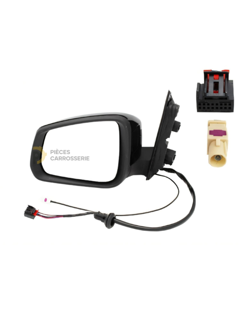 Rétroviseur droit électrique rabattable VW Caddy noir brillant