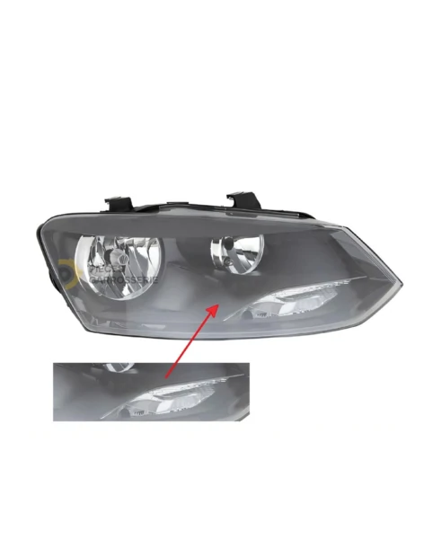 Phare droit H7+H7 noir Volkswagen Polo V 2014-2017