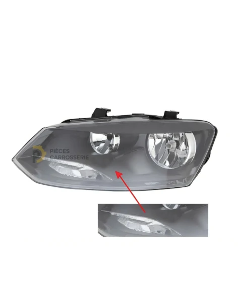 Phare gauche H7 VOLKSWAGEN POLO V [Noir] avec réglage électrique