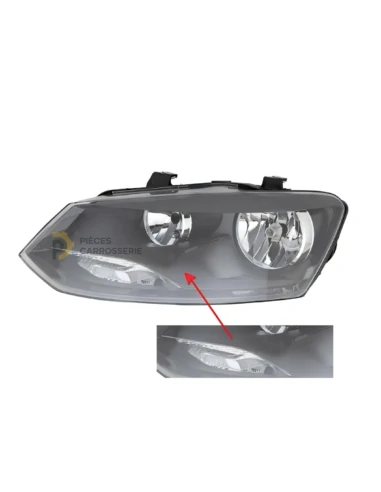 Phare gauche H7 VOLKSWAGEN POLO V [Noir] avec réglage électrique