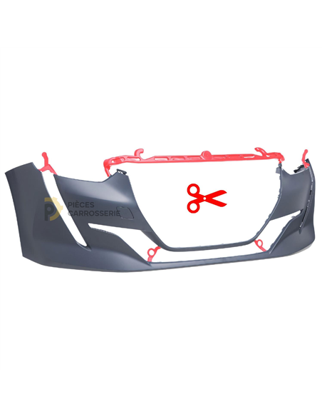 Pare-choc avant Peugeot 208 apprêté à peindre - Compatible II