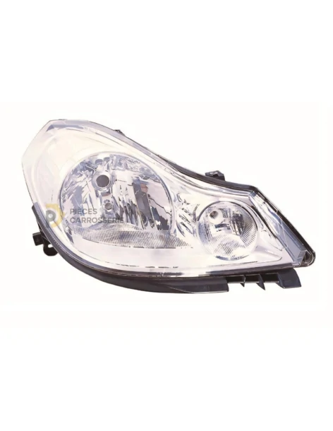 Phare H4 RENAULT CLIO III phase 1 - Électrique, Fond Chromé