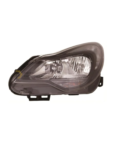 Phare gauche noir H1+H7 pour OPEL CORSA D phase 2 (2011-2014)