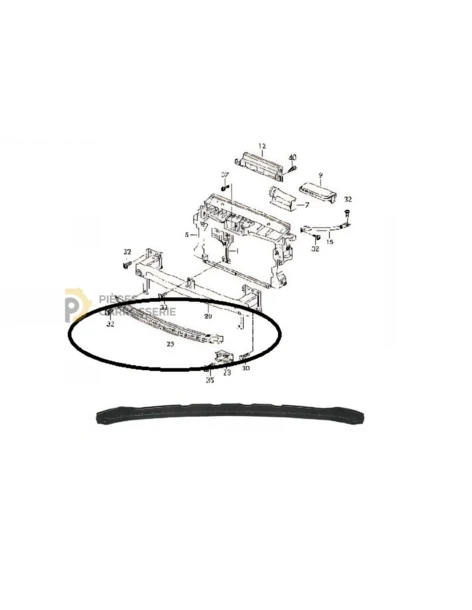 Renfort inférieur pare-chocs avant Volkswagen Tiguan I 2007-2011