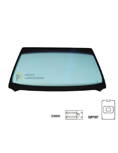 Pare-brise teinté vert PEUGEOT 206, capteur réfléct.