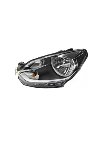 Phare gauche H4 noir bord chrome pour Volkswagen Up phase 1