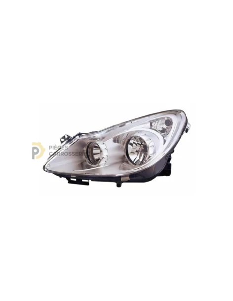 Phare gauche H1+H7 [Chrome] pour OPEL CORSA D 09/2006-12/2010